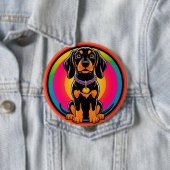 ダシュントの子犬が虹に囲ま鮮やかれた 缶バッジ (インサイチュ)