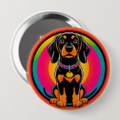 ダシュントの子犬が虹に囲ま鮮やかれた 缶バッジ (正面&裏面)