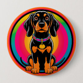 ダシュントの子犬が虹に囲ま鮮やかれた 缶バッジ