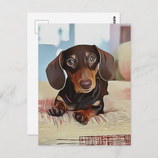 ダシュントの子犬はソファに座る ポストカード (正面/裏面)