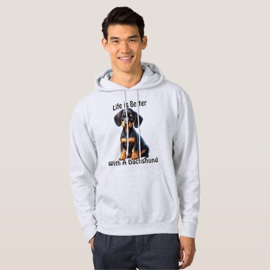 ダシュントの子犬は座って無垢で見て パーカ (正面フル)