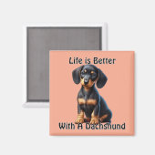 ダシュントの子犬は座って無垢で見て マグネット (正面/裏面)