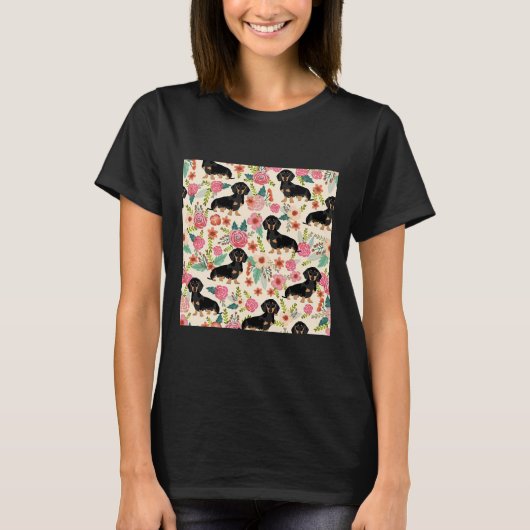 ダシュントの犬と花 Tシャツ (正面)