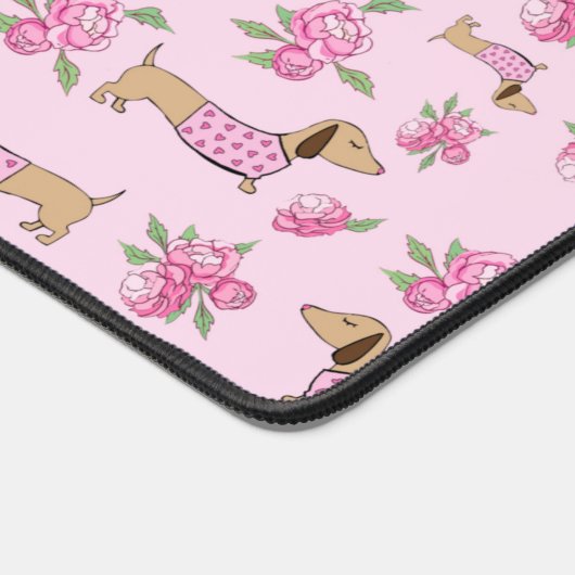 ダシュントをテーマにしたデスクマット |ピンクフローラ牡丹 デスクマット (コーナー)