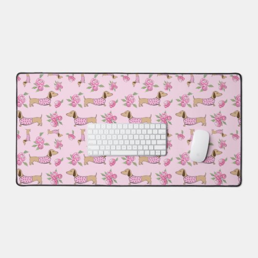 ダシュントをテーマにしたデスクマット |ピンクフローラ牡丹 デスクマット (キーボード&マウス)