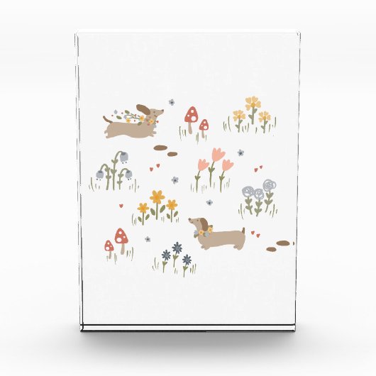 ダシュントウィーナー愛犬家ワイルドフラワーウォールアート フォトブロック (正面)