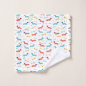 ダシュントカラフルドッグドキシーとボーン バスタオルセット (ウォッシュタオル)