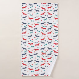 ダシュントカラフルドッグドキシーとポーズ バスタオル