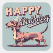 ダシュントカラフル犬 スクエアシール (正面)