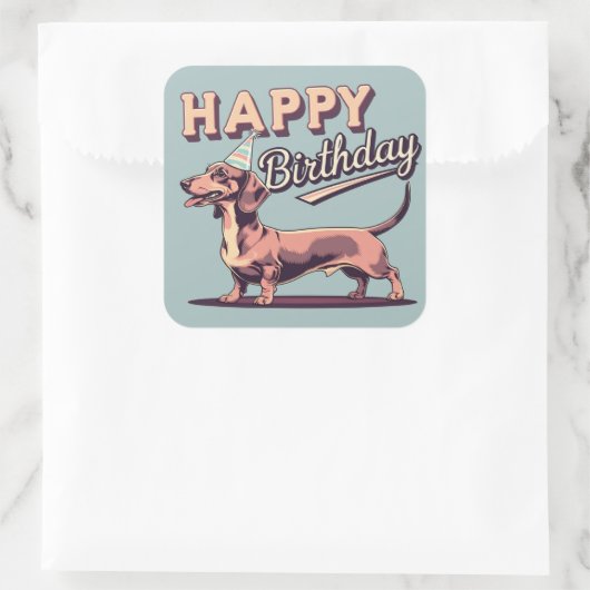 ダシュントカラフル犬 スクエアシール (バッグ)