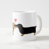 ダシュントキスとハートかわいいウィーナードッグズラブ ジャンボコーヒーマグカップ (正面右)