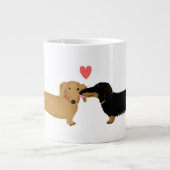 ダシュントキスとハートかわいいウィーナードッグズラブ ジャンボコーヒーマグカップ (正面)
