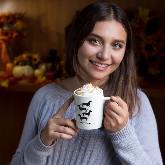 ダシュントソーセージ犬パーソナライズされたハート カフェラテマグ