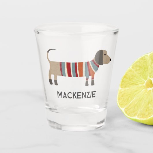 ダシュントソーセージWiener パーソナライズされた Dog ショットグラス (正面)