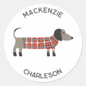 ダシュントソーセージWiener パーソナライズされた Dog ラウンドシール (正面)