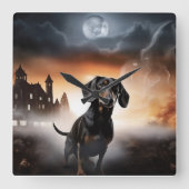 ダシュントハロウィーン怖い スクエア壁時計 (正面)