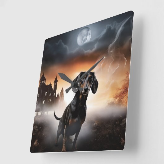 ダシュントハロウィーン怖い スクエア壁時計 (傾斜)