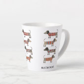 ダシュントパーソナライズされたソーセージ犬 カフェラテマグ (右アングル)