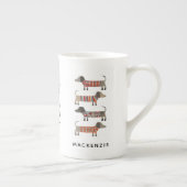 ダシュントパーソナライズされたソーセージ犬 ボーンチャイナマグカップ (右)