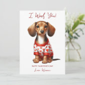 ダシュントパーソナライズされたドッグ可愛いバレンタインデー シーズンカード (スタンド正面)