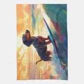 ダシュントビーチサーフィン絵画ズ キッチンタオル (縦)