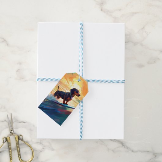 ダシュントビーチサーフィン絵画ズ ギフトタグ (より糸付き)