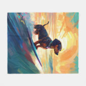 ダシュントビーチサーフィン絵画ズ フリースブランケット (正面(横))
