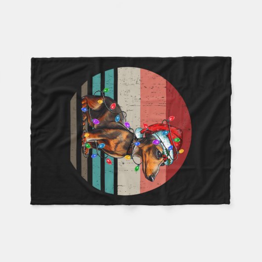 ダシュントレトロヴィンテージメリークリスマスクリスマスウェイン フリースブランケット (正面(横))