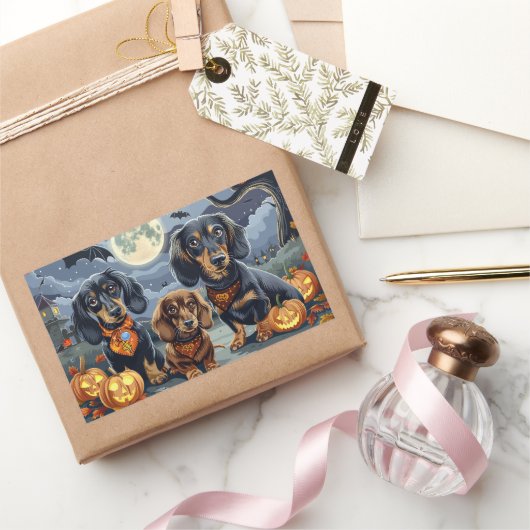 ダシュント不気味ハロウィーン 長方形シール (ギフト)