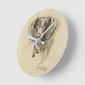 ダシュント丸時計の犬の恋人ギフト ラウンド壁時計 (傾斜)