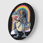 ダシュント乗馬恐竜Tレックスギフト少年たち私 ラージ壁時計 (傾斜)