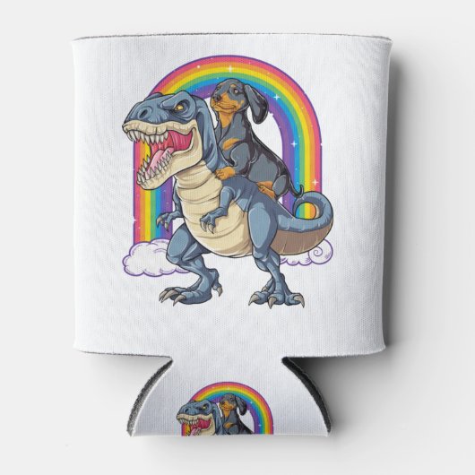 ダシュント乗馬恐竜Tレックス男性へシャツ 缶クーラー (正面)