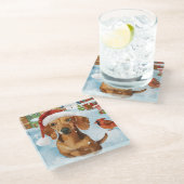 ダシュント冬ワンダーランドクリスマスジョイ ガラスコースター (アングル)