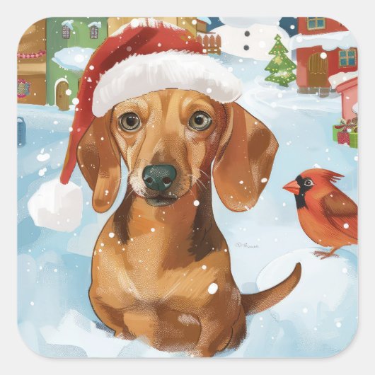 ダシュント冬ワンダーランドクリスマスジョイ スクエアシール (正面)