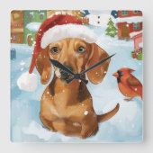 ダシュント冬ワンダーランドクリスマスジョイ スクエア壁時計 (正面)