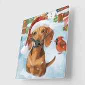 ダシュント冬ワンダーランドクリスマスジョイ スクエア壁時計 (傾斜)