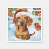 ダシュント冬ワンダーランドクリスマスジョイ スタンダードカクテルナプキン (正面)