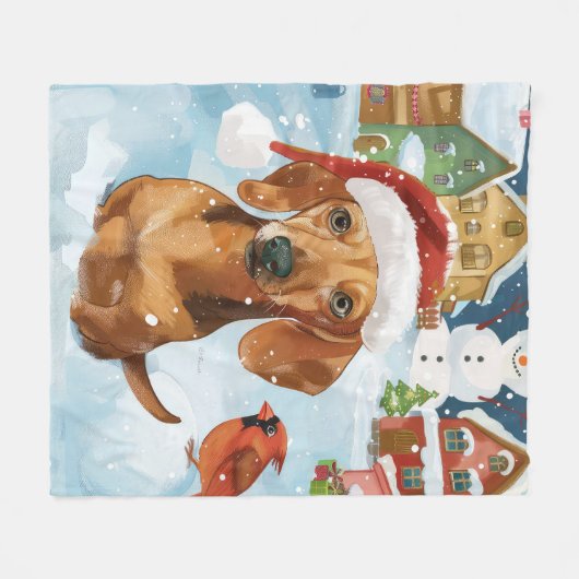 ダシュント冬ワンダーランドクリスマスジョイ フリースブランケット (正面(横))