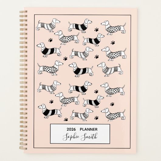 ダシュント図解入りの、写真付きの愛犬家2025プランナー プランナー手帳 (正面)