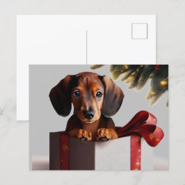 ダシュント子犬のクリスマスサプライズ ポストカード