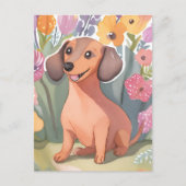 ダシュント子犬 | 水彩犬ペット ポストカード (正面)