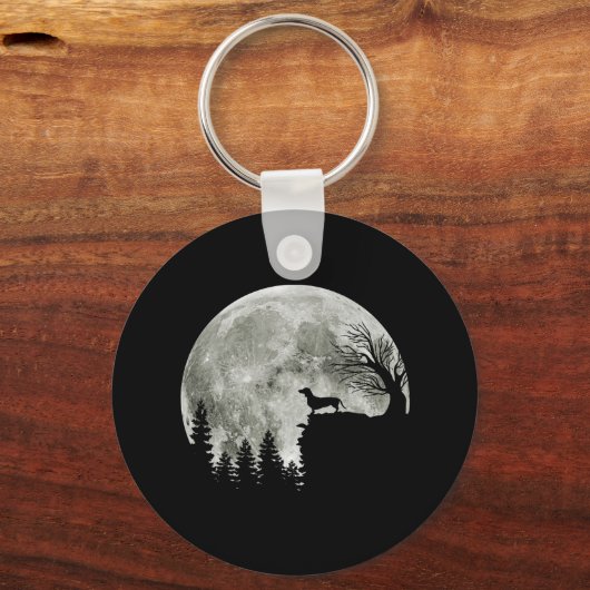 ダシュント山の月明かりのハロウィーンに立つ キーホルダー (正面)