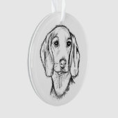 ダシュント手描きスケッチ白黒子犬 オーナメント (正面)