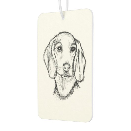 ダシュント手描きスケッチ白黒子犬 カーエアーフレッシュナー (左)