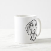 ダシュント手描きスケッチ白黒子犬 コーヒーマグカップ (正面右)