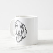 ダシュント手描きスケッチ白黒子犬 コーヒーマグカップ (正面左)