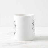 ダシュント手描きスケッチ白黒子犬 コーヒーマグカップ (中央)