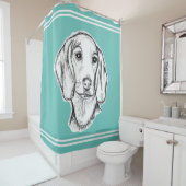 ダシュント手描きスケッチ白黒子犬 シャワーカーテン (インサイチュ)
