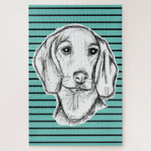 ダシュント手描きスケッチ白黒子犬 ジグソーパズル (縦)