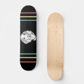 ダシュント手描きスケッチ白黒子犬 スケートボード (正面)